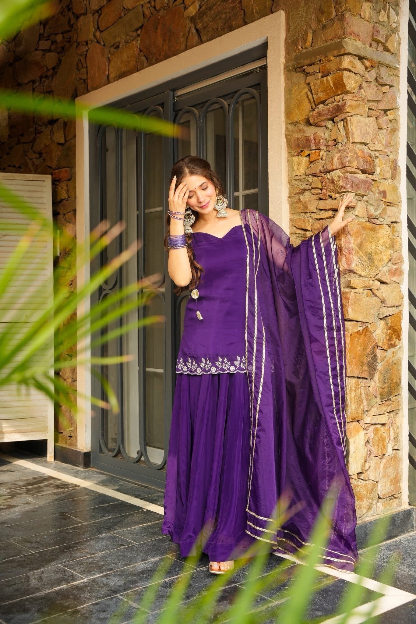 Zari Zikar Kurta Set