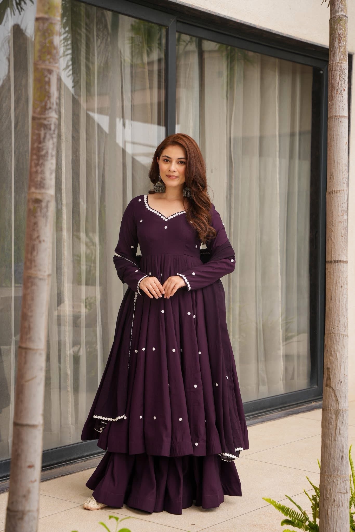 Damson Purple Muslin Suit Set
