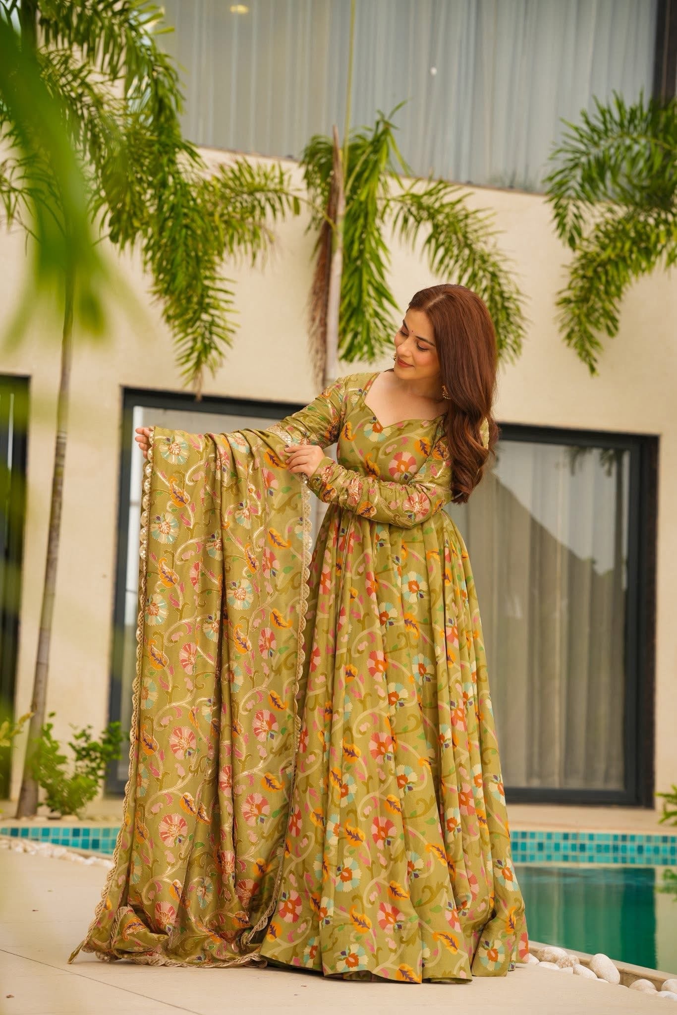 Aveline Tissue Silk Wedding Wear Maxi Set