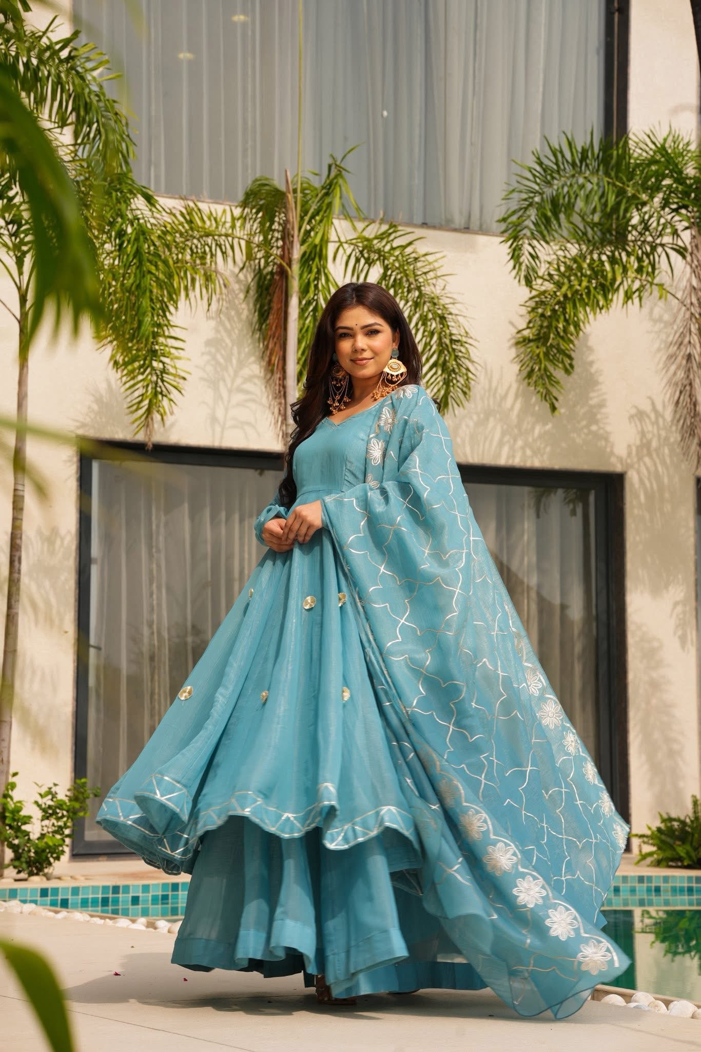 Falak Blue Festive Wear Suit Set