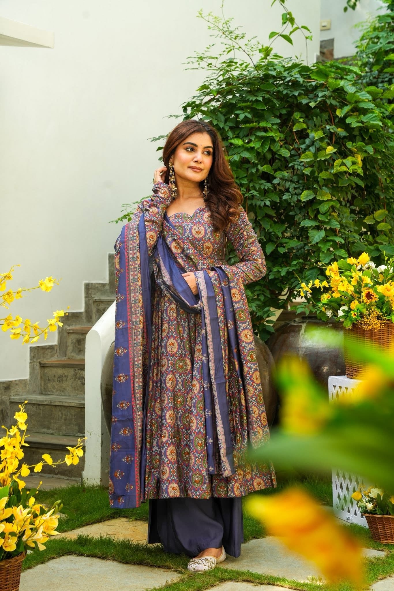 Abhiruchi Blue Muslin Suit Set