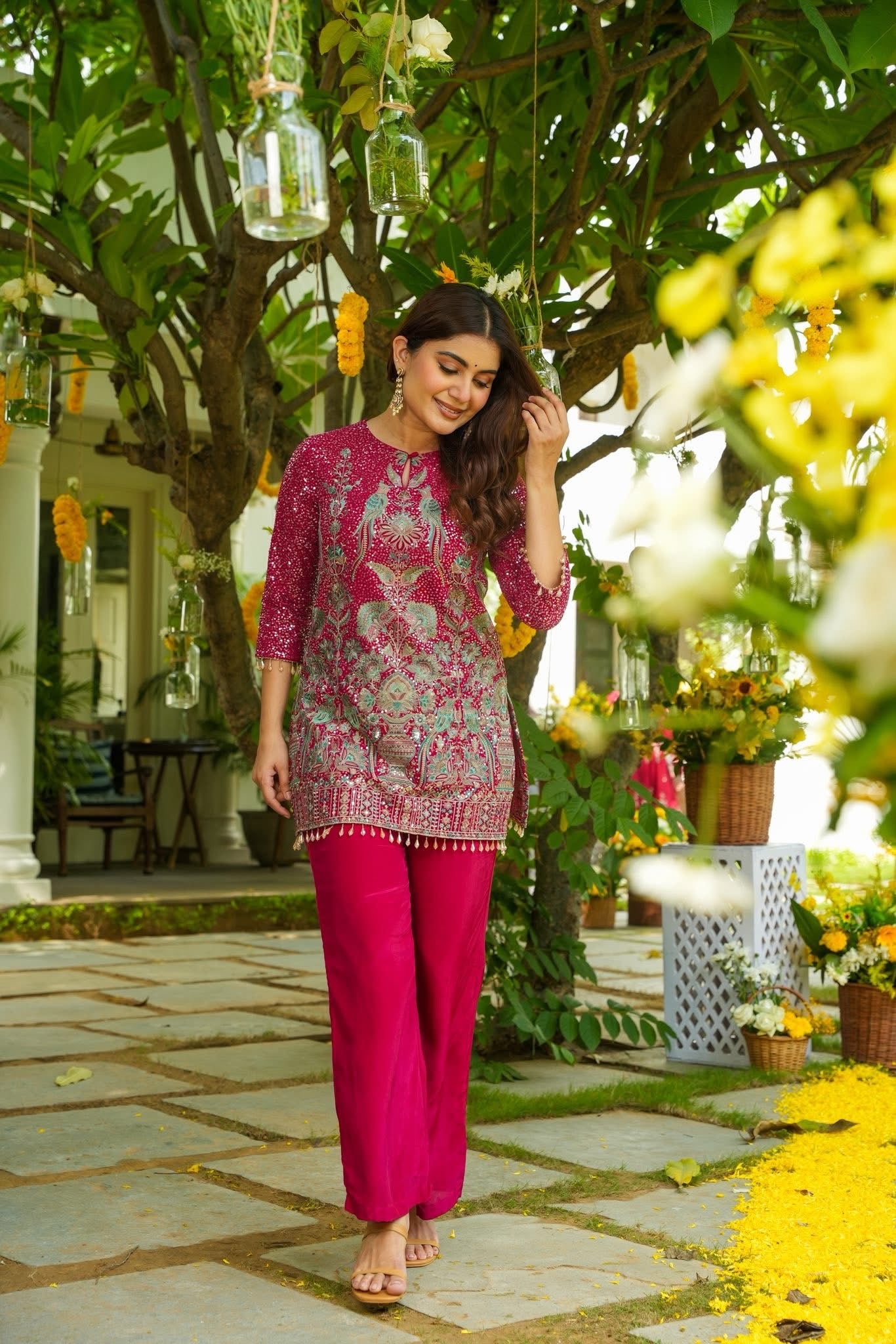 Zlitzara Magenta Wedding Wear Co-Ord Set
