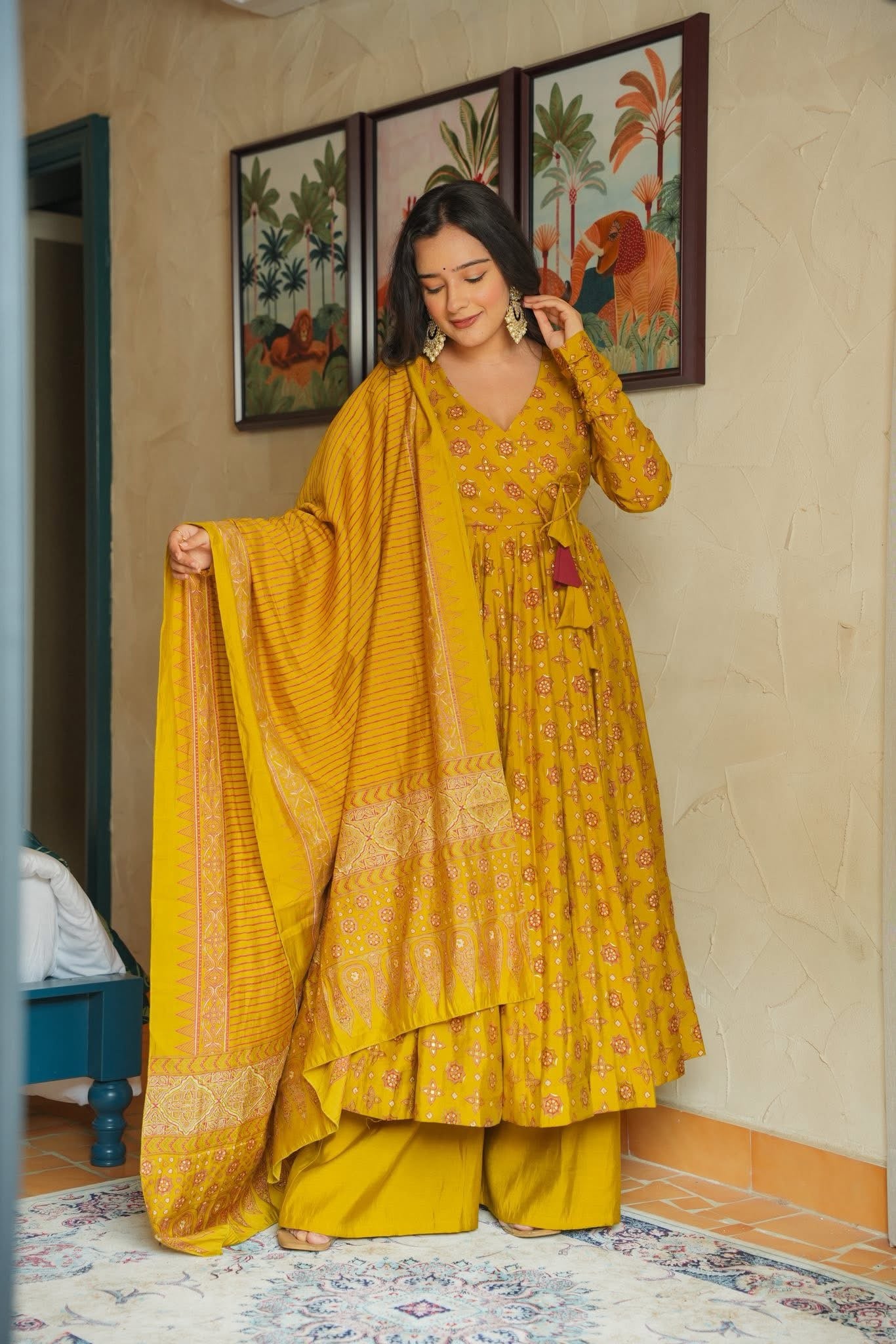 Hifza Yellow Muslin Anarkali Suit Set