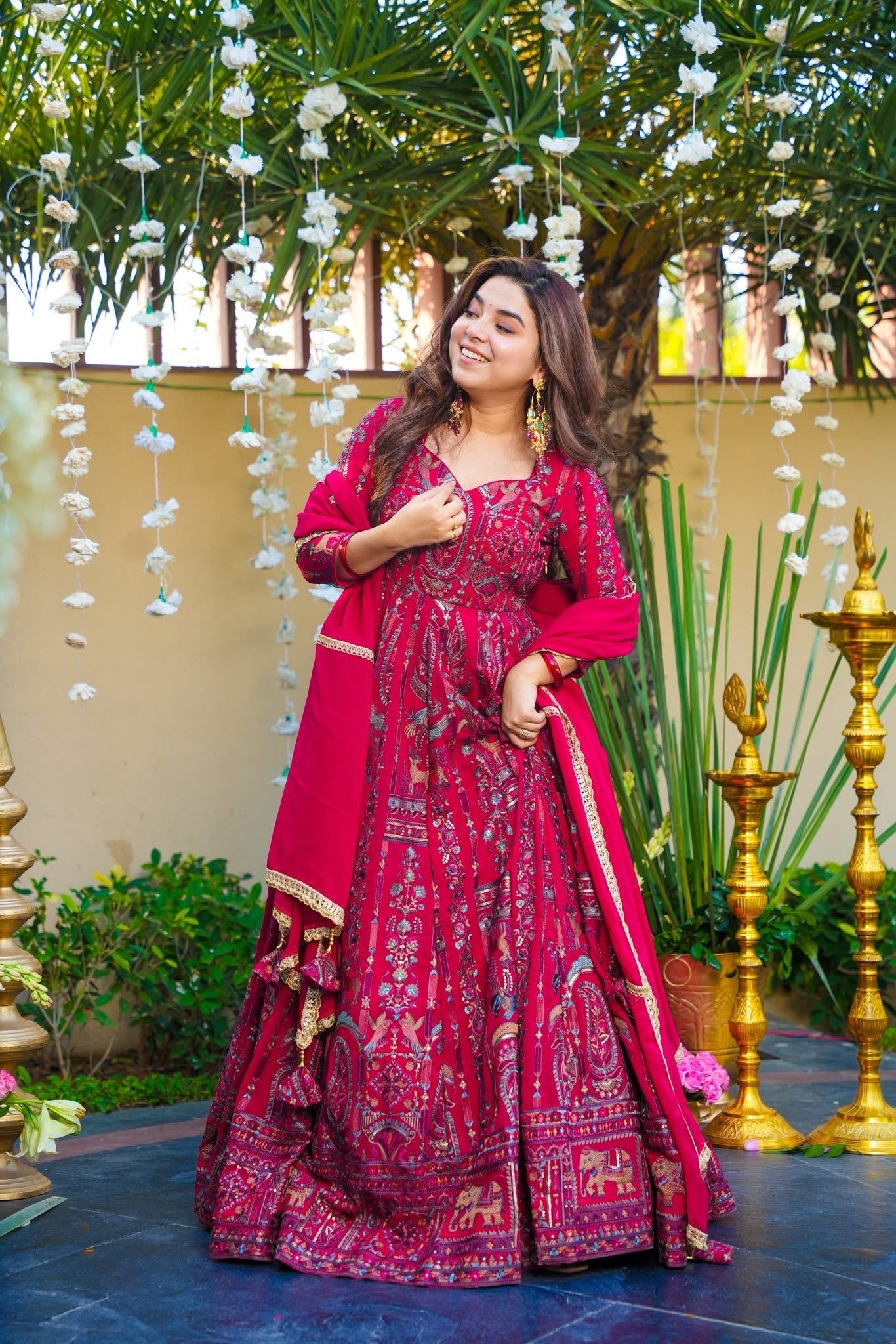 Areeba Pink Embroidered Georgette Wear Maxi Set
