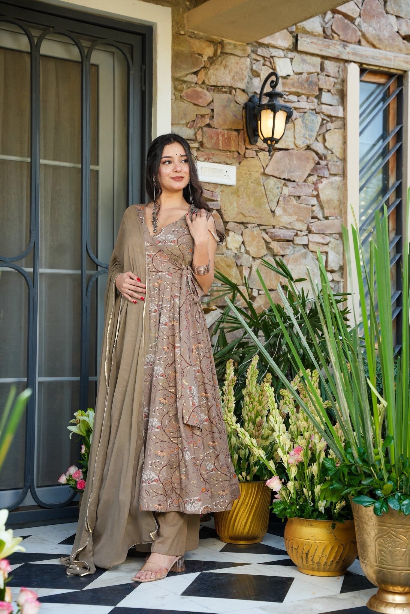 Dune Elegance Printed Rayon Suit Set