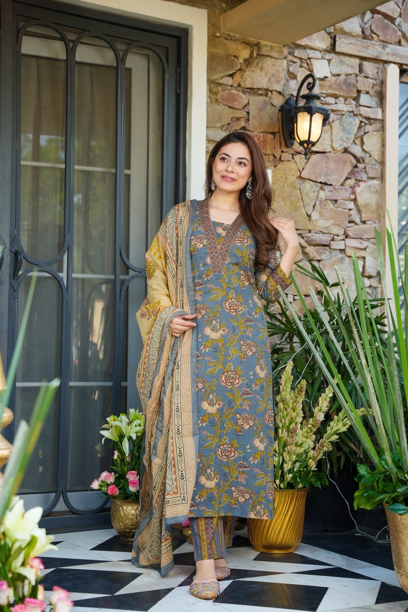 Gulpriya Floral Cotton Kurta Set