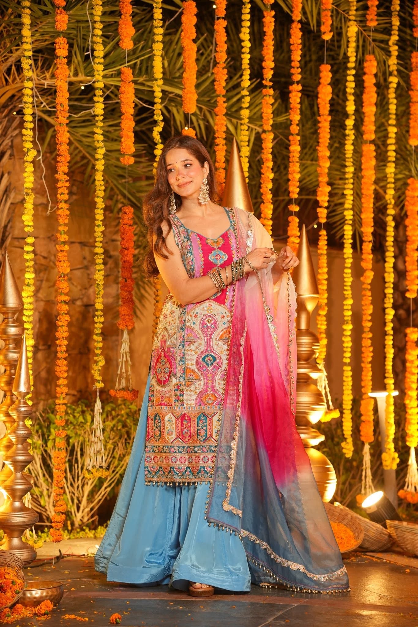 Rainbow Hued Heavy Wedding Kurta Set
