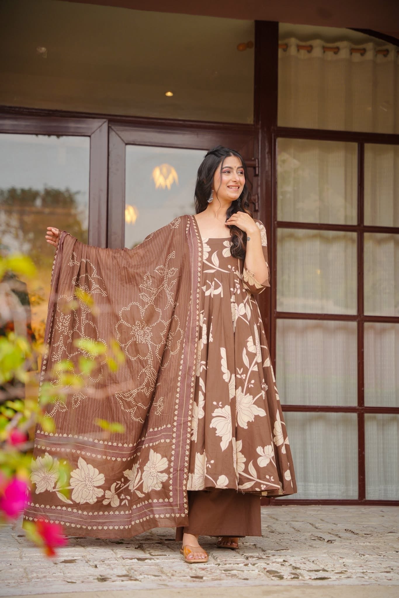 Ranhika Brown Cotton Suit Set