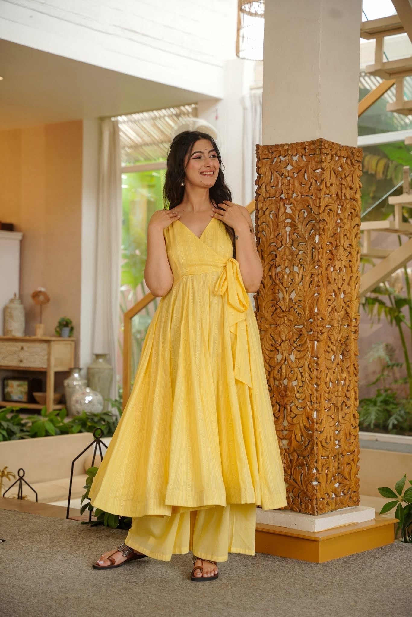 Ferisha Yellow Angrakha Anarkali Set