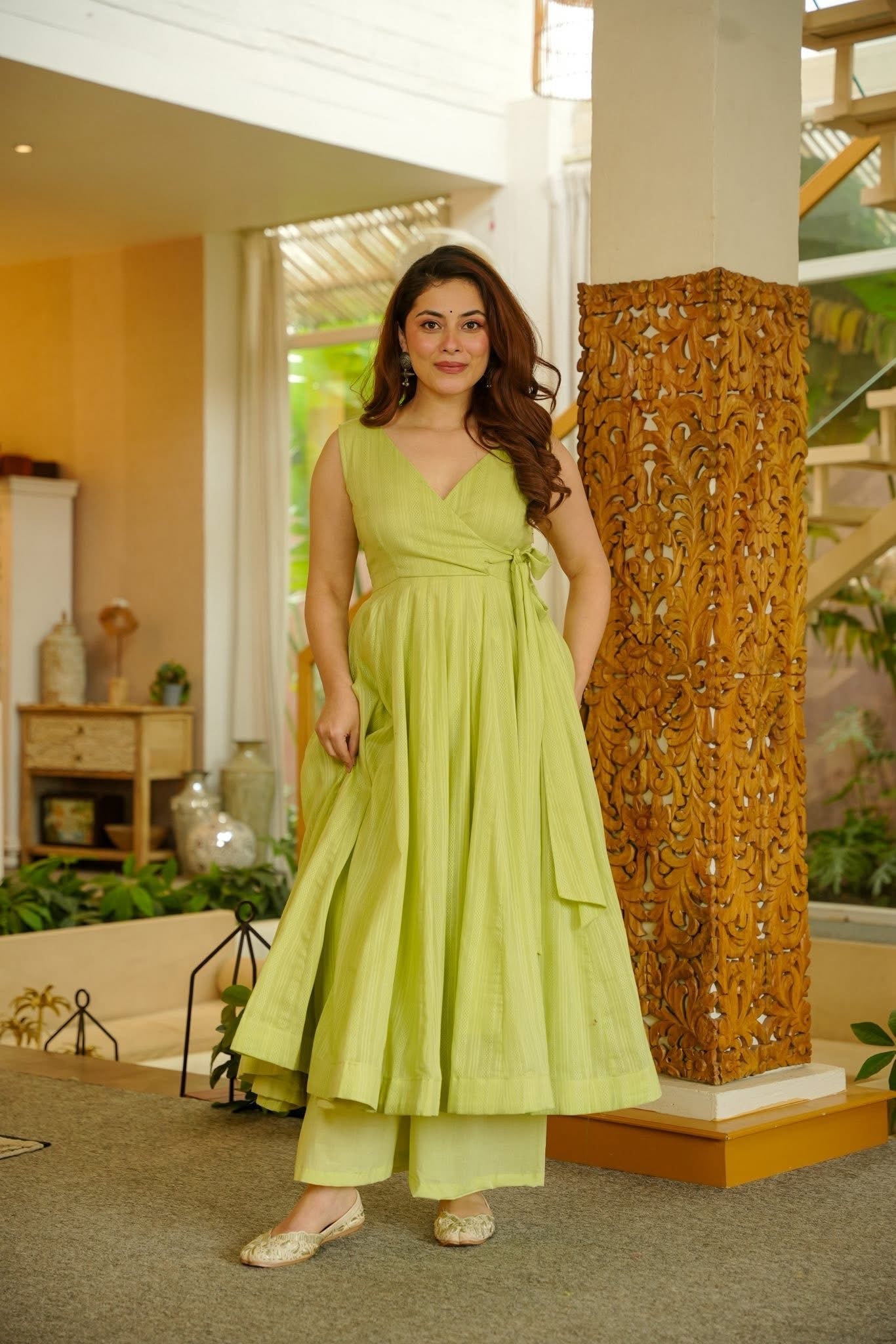 Kanakshi Green Angrakha Anarkali Set