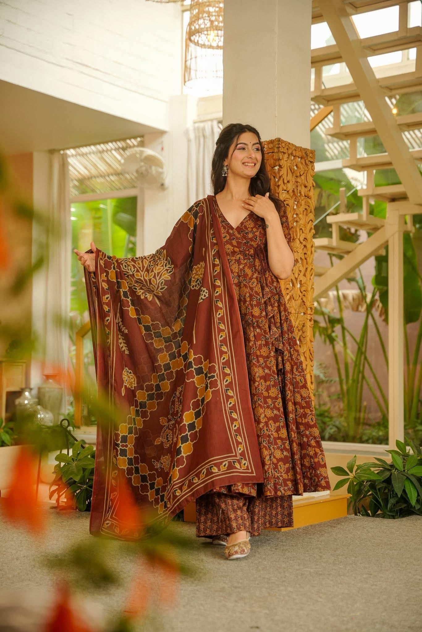 Veda Printed Suit Without Dupatta