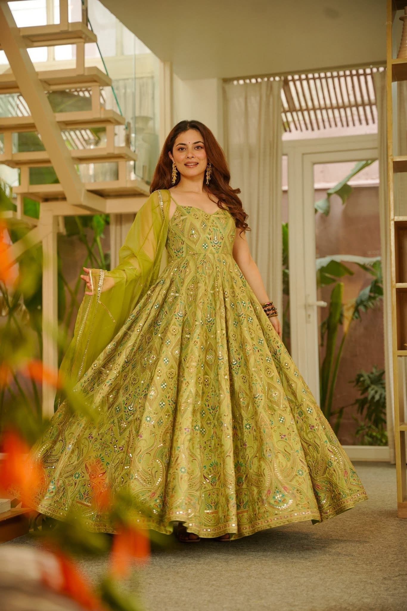 Mehervana Heavy Embroidered Maxi Set