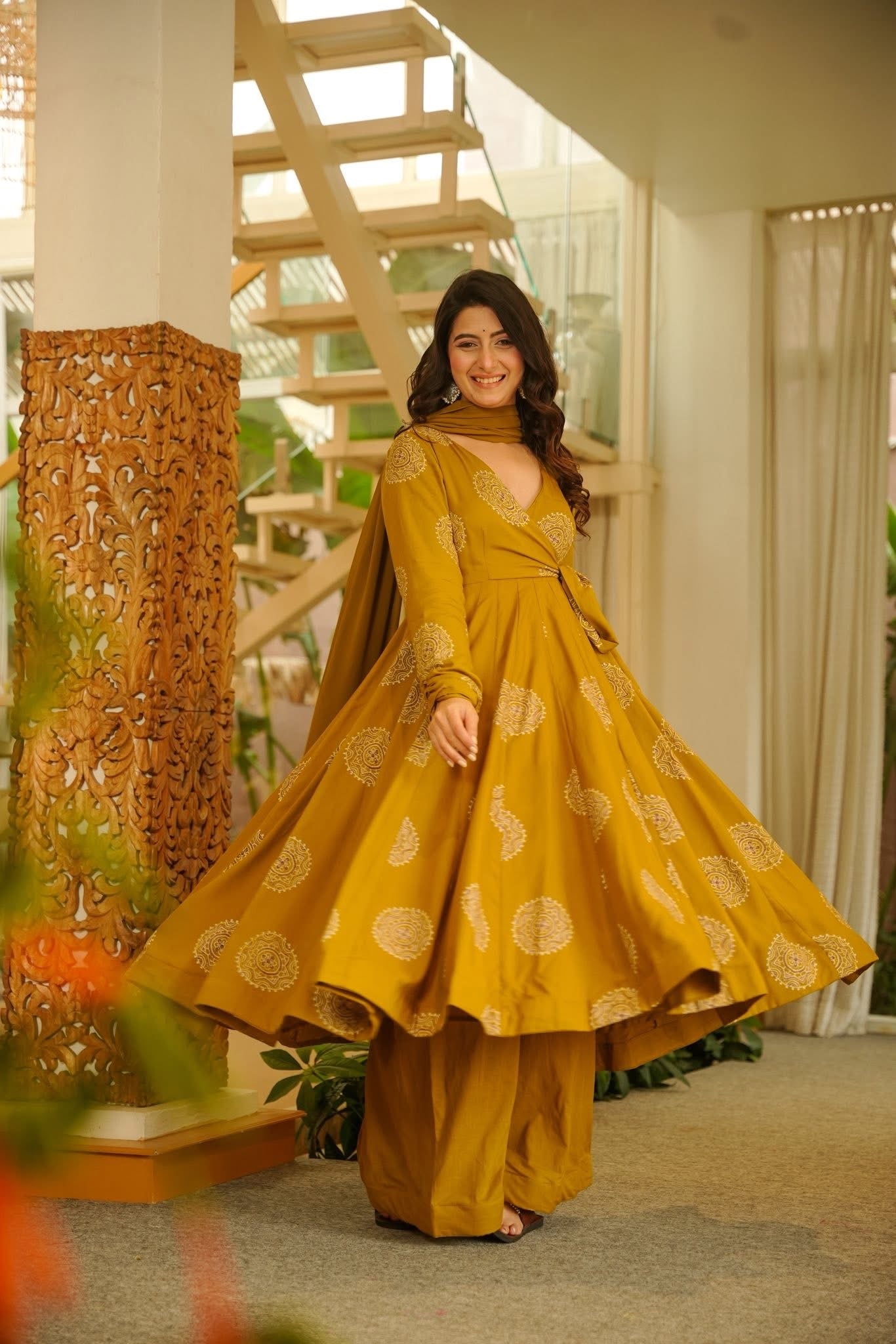 Avishi Rayon Printed Anarkali Suit Set