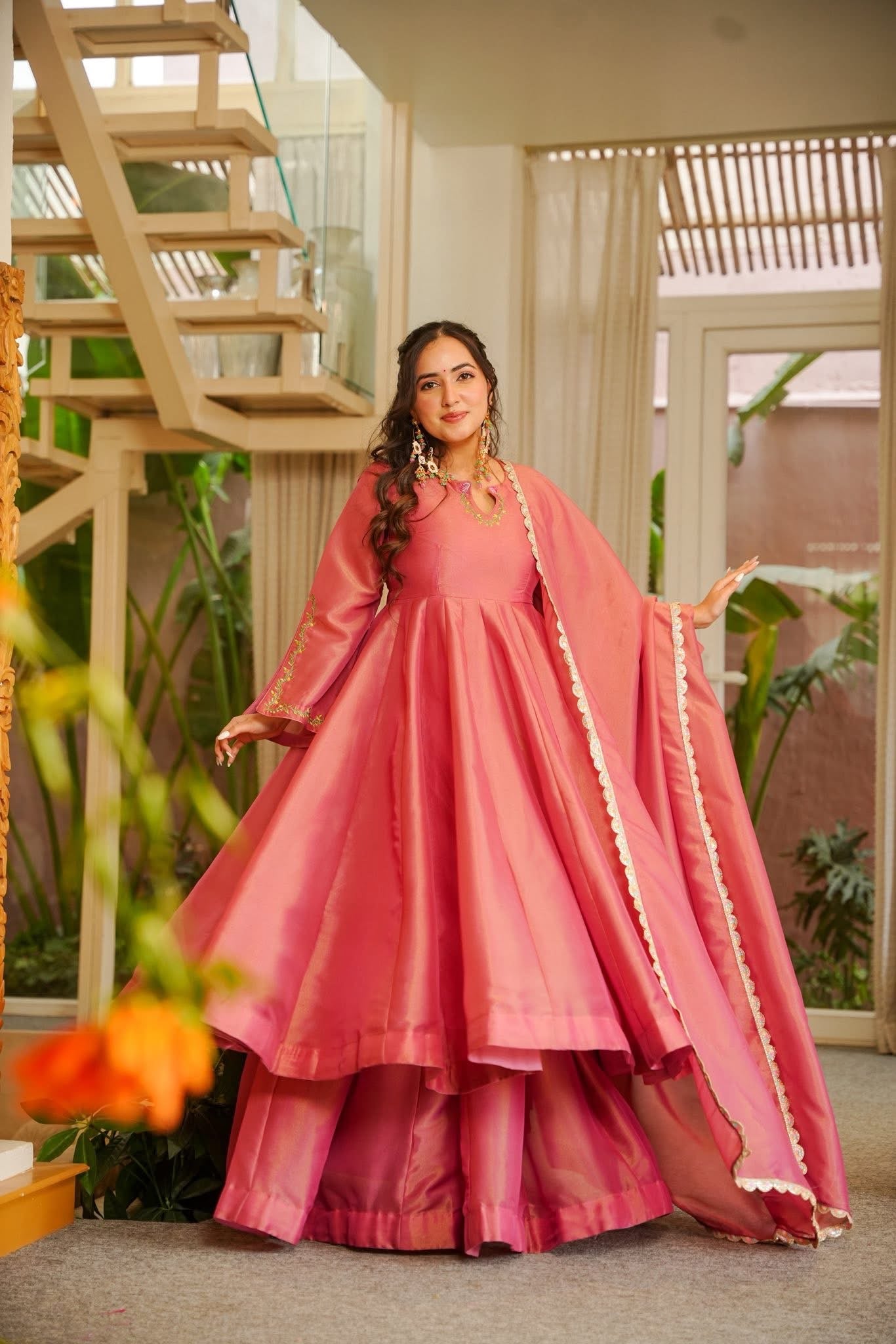 Aazmi Pink Cosmos Anarkali Suit Set
