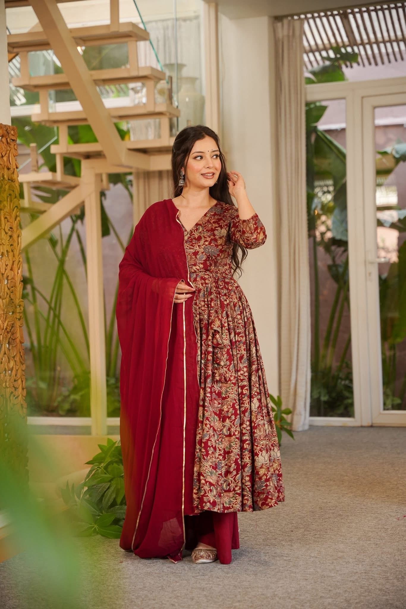 Neysaa Maroon Rayon Suit Set