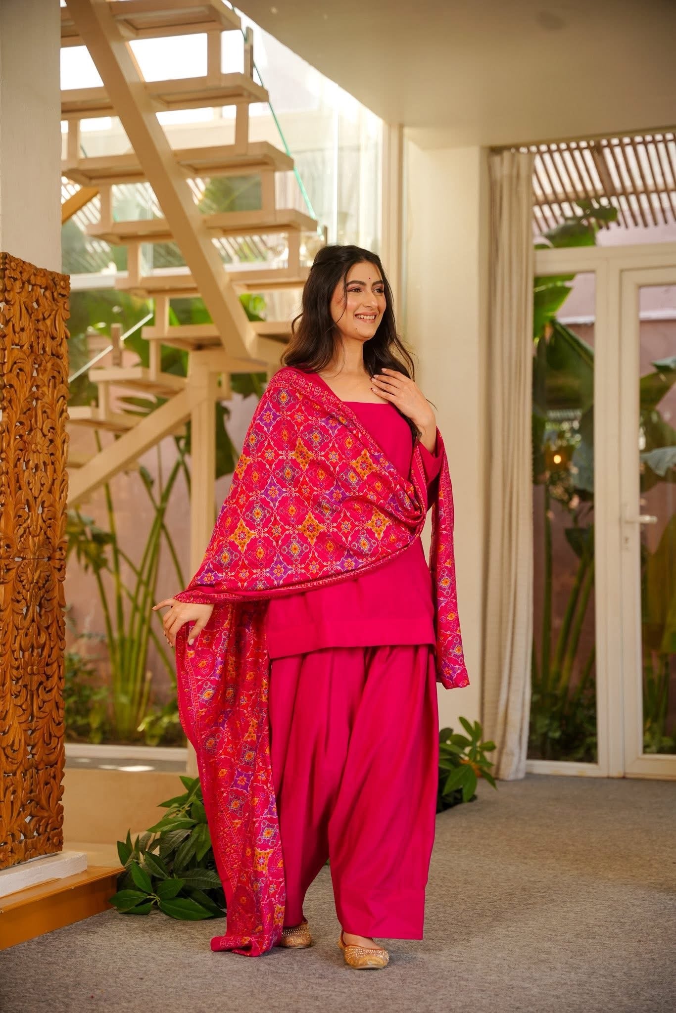 Sahana Pink Muslin Farshi Salwar Set