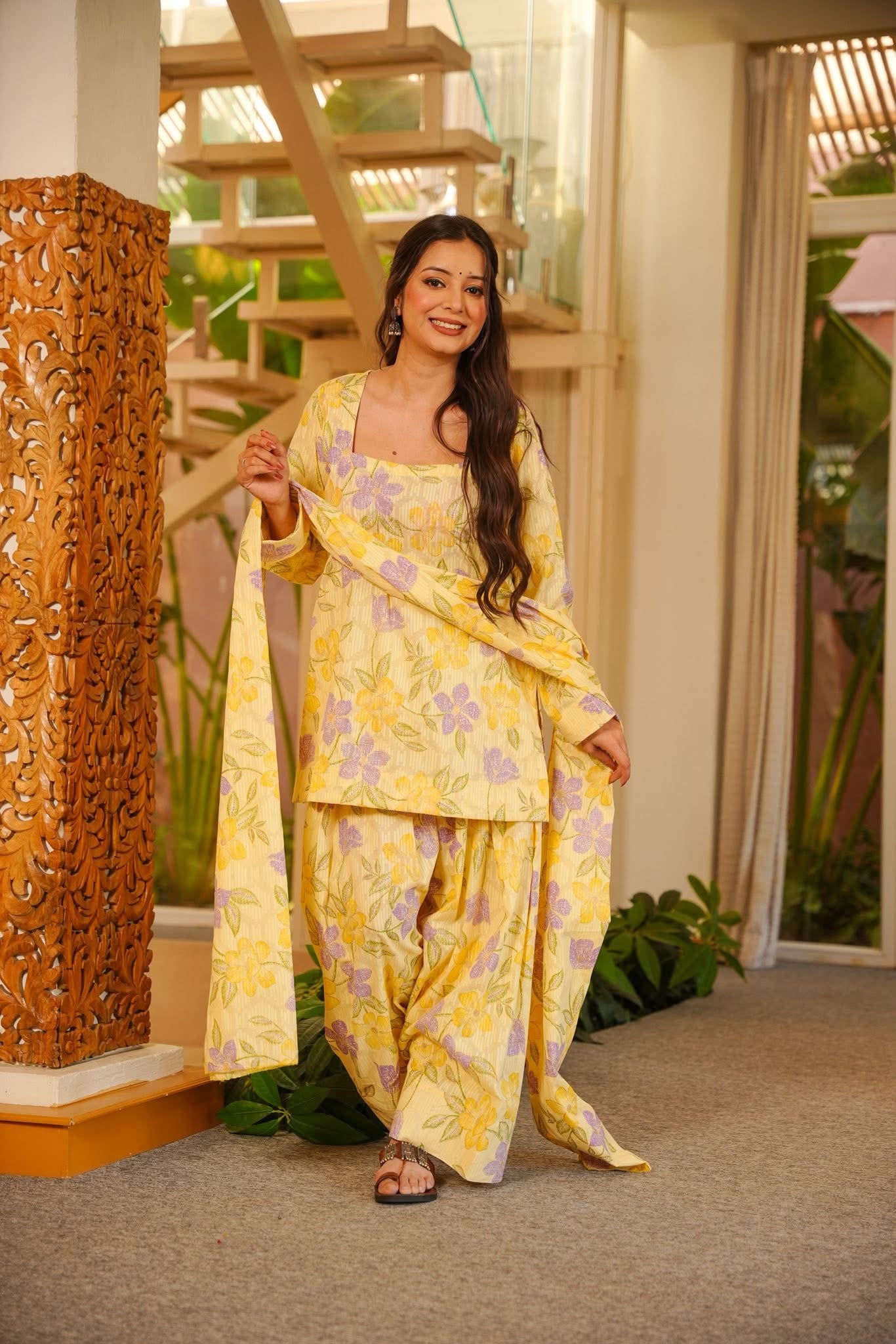 Neeti Yellow Cotton Farshi Salwar Set