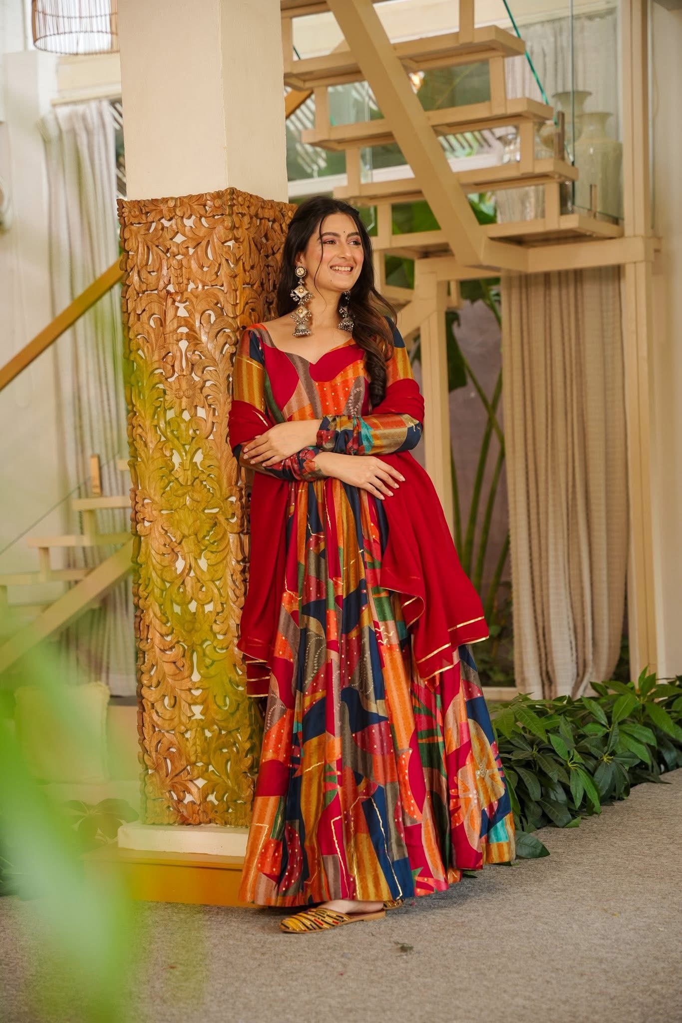 Uttara Multicolour Cotton Maxi Set