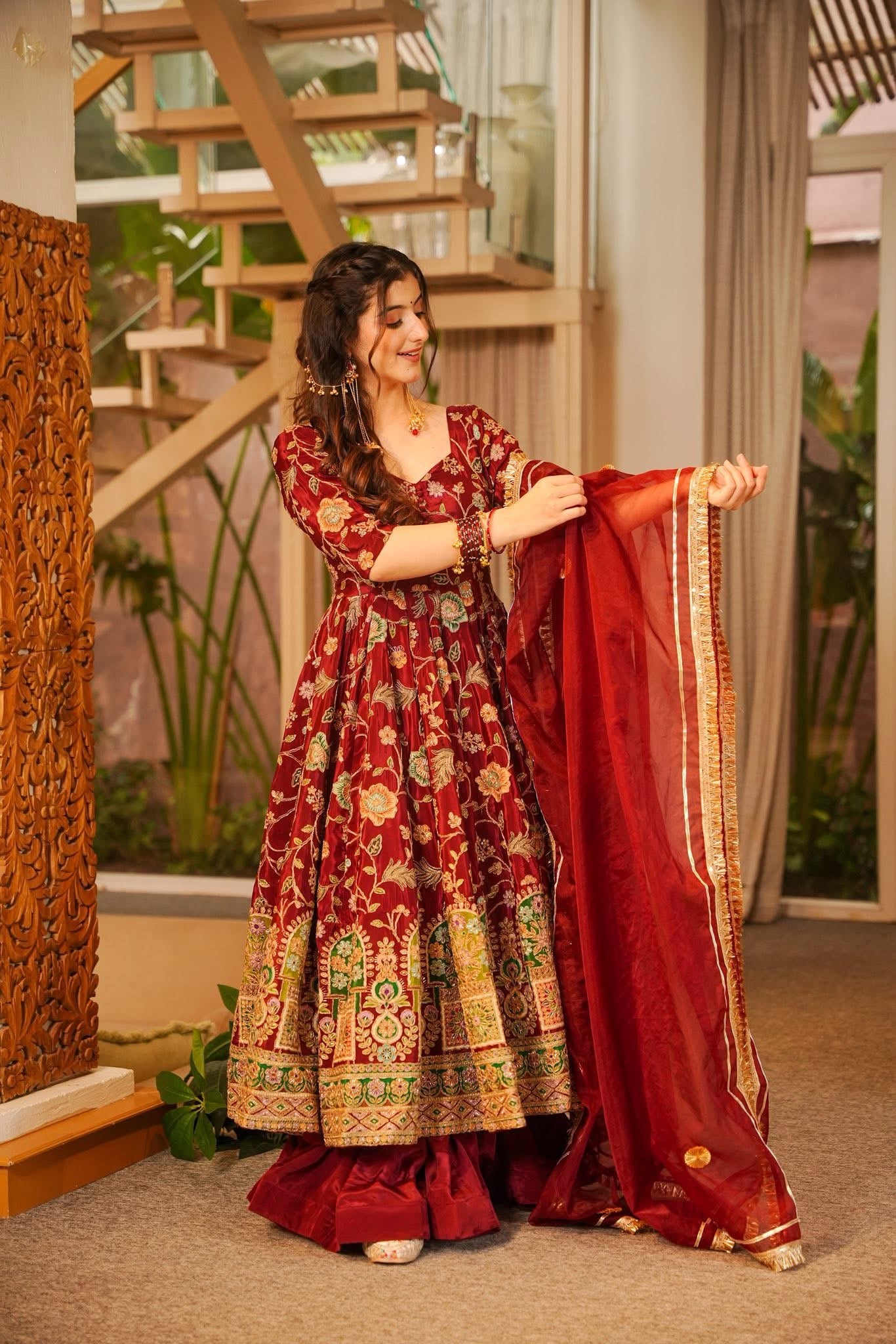 Osha Heavy Embroidered Anarkali Suit Set
