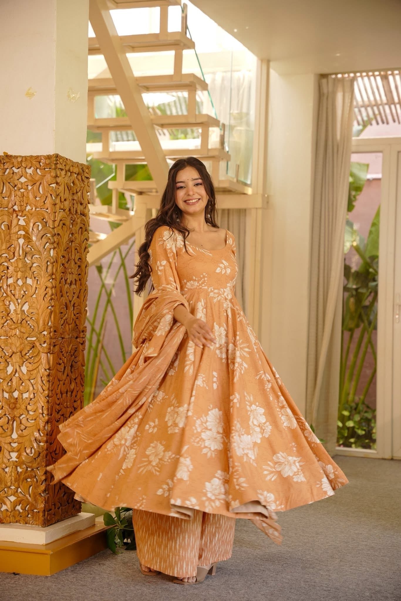 Omisha Cotton Anarkali Suit Set