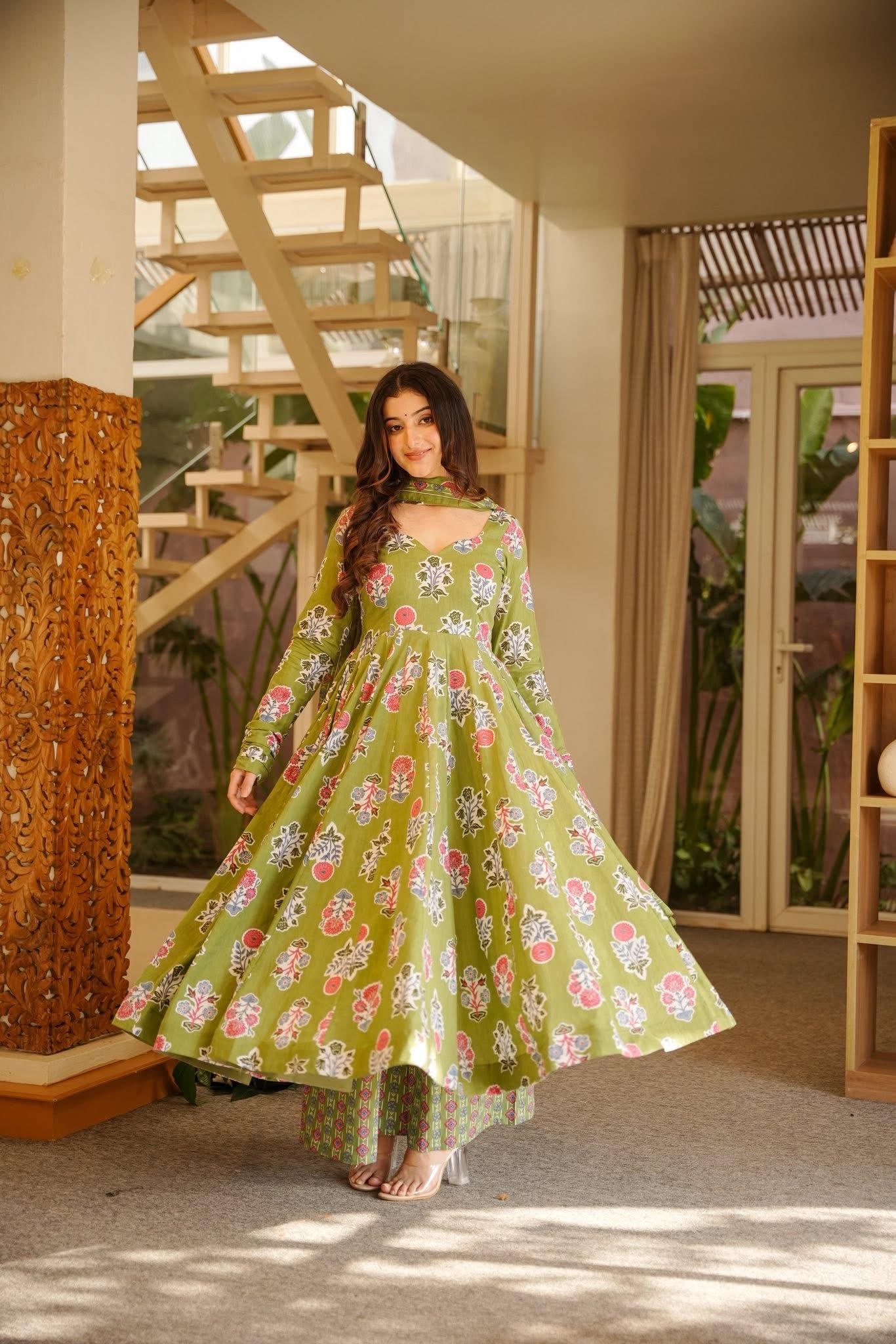 Gunjika Printed Anarkali Suit Set