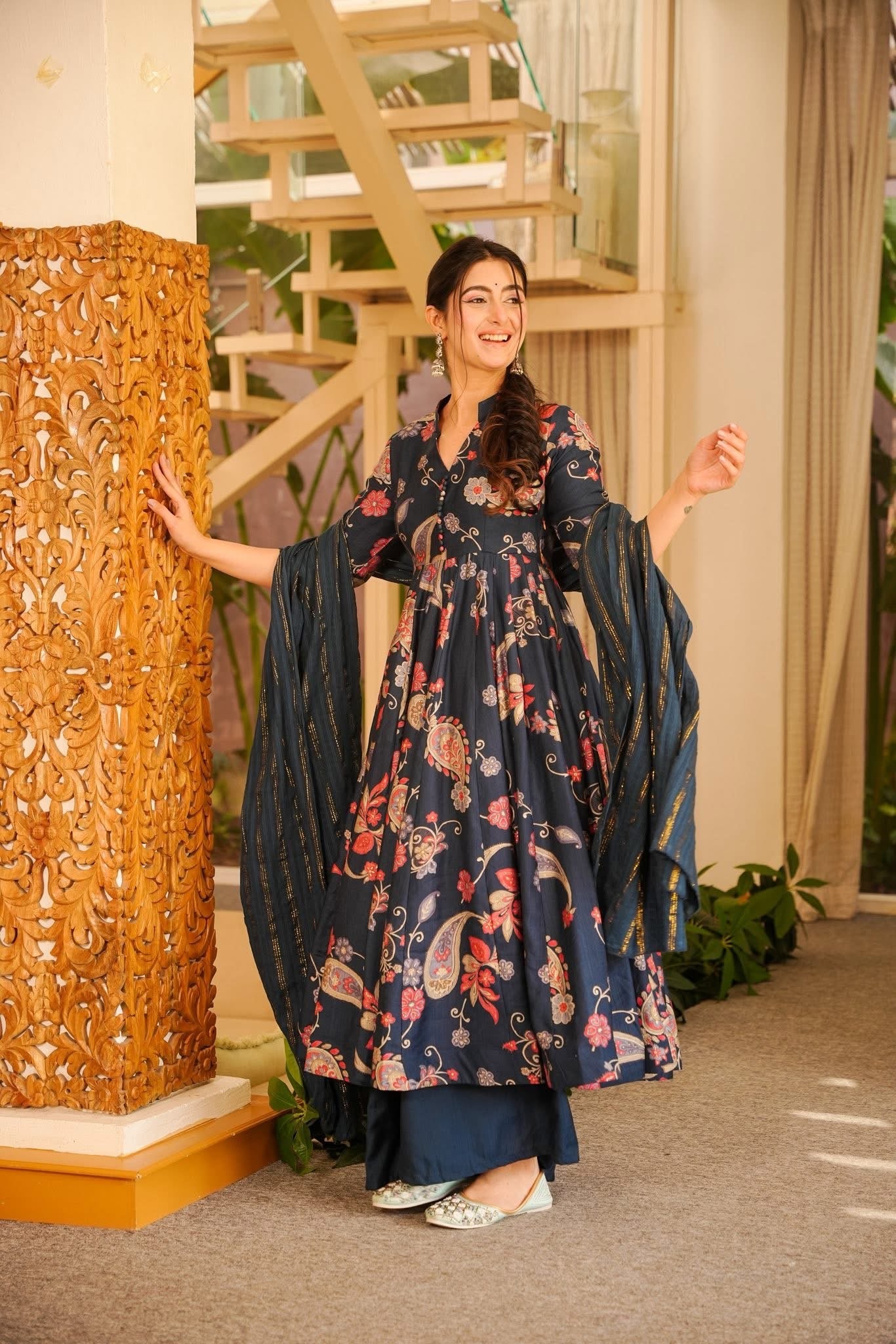 Agnijaa Blue Anarkali Suit Set