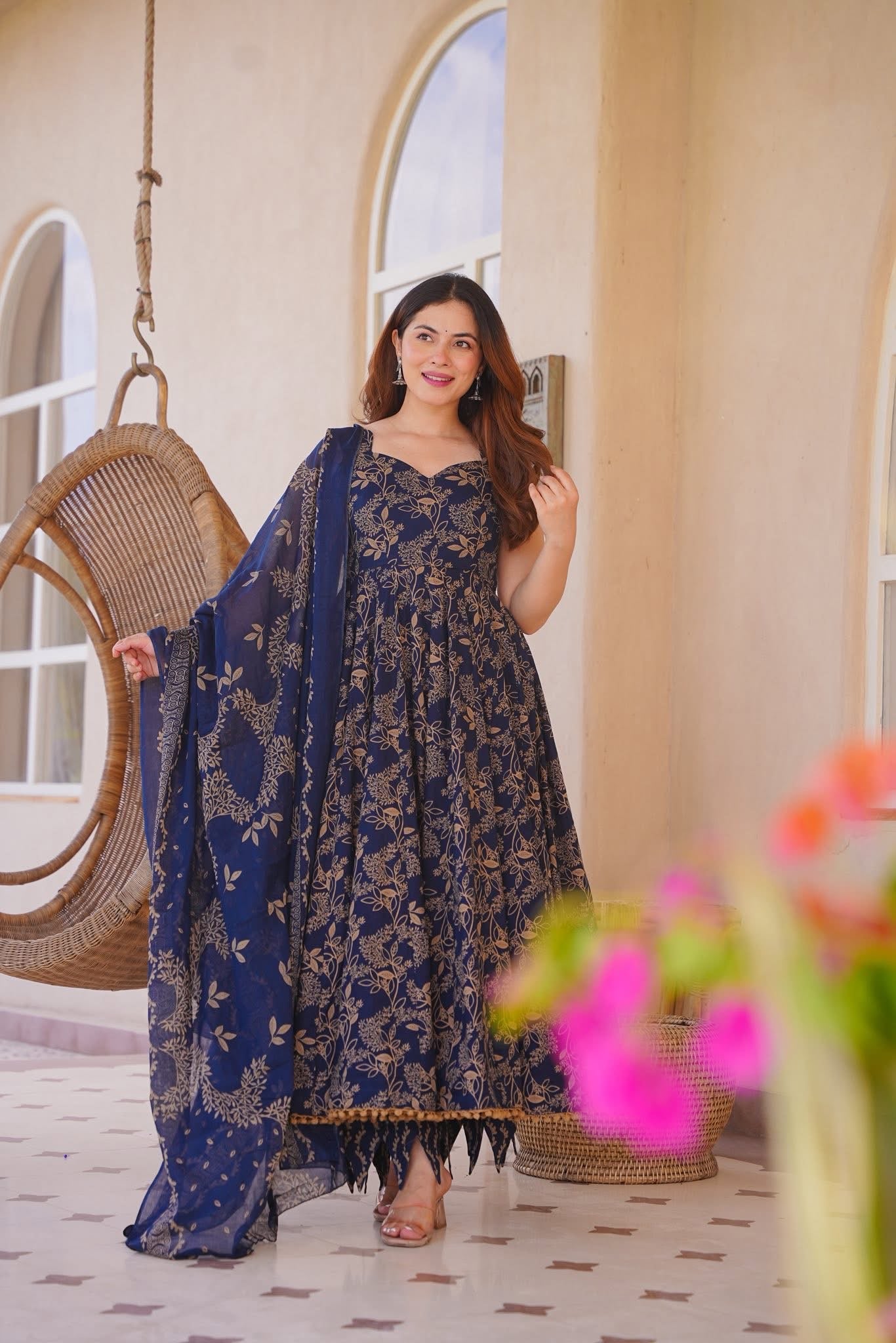 Rivaysha Cotton Anarkali Suit Set