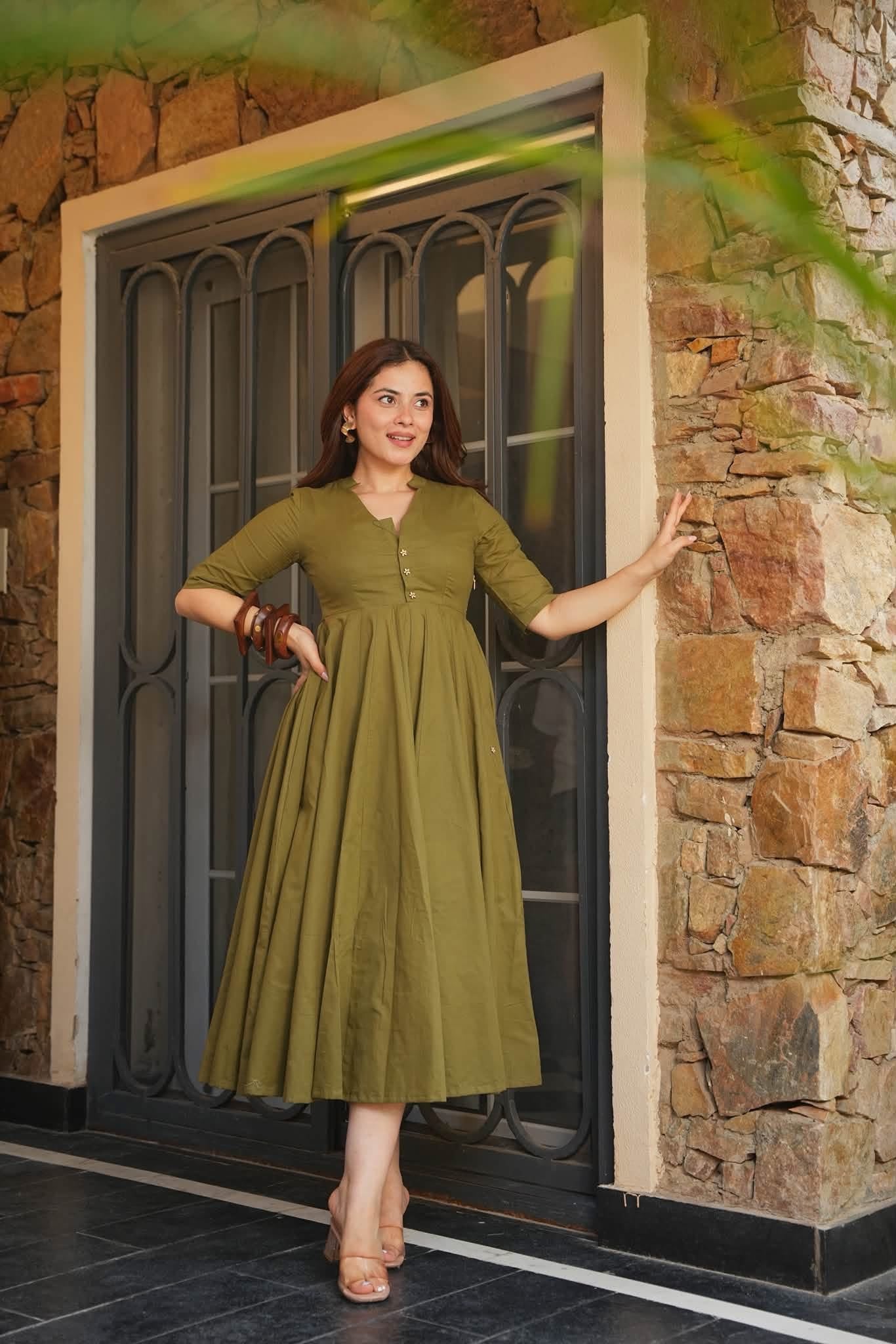 Elyra Flarred Cotton Midi Dress