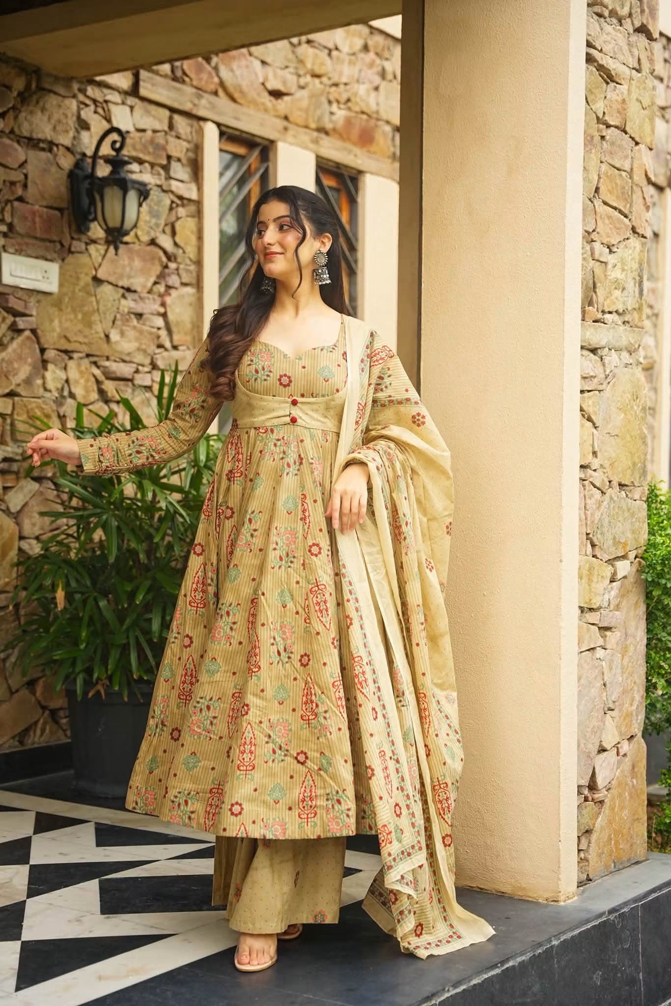 Amlika Cotton Anarkali Suit Set