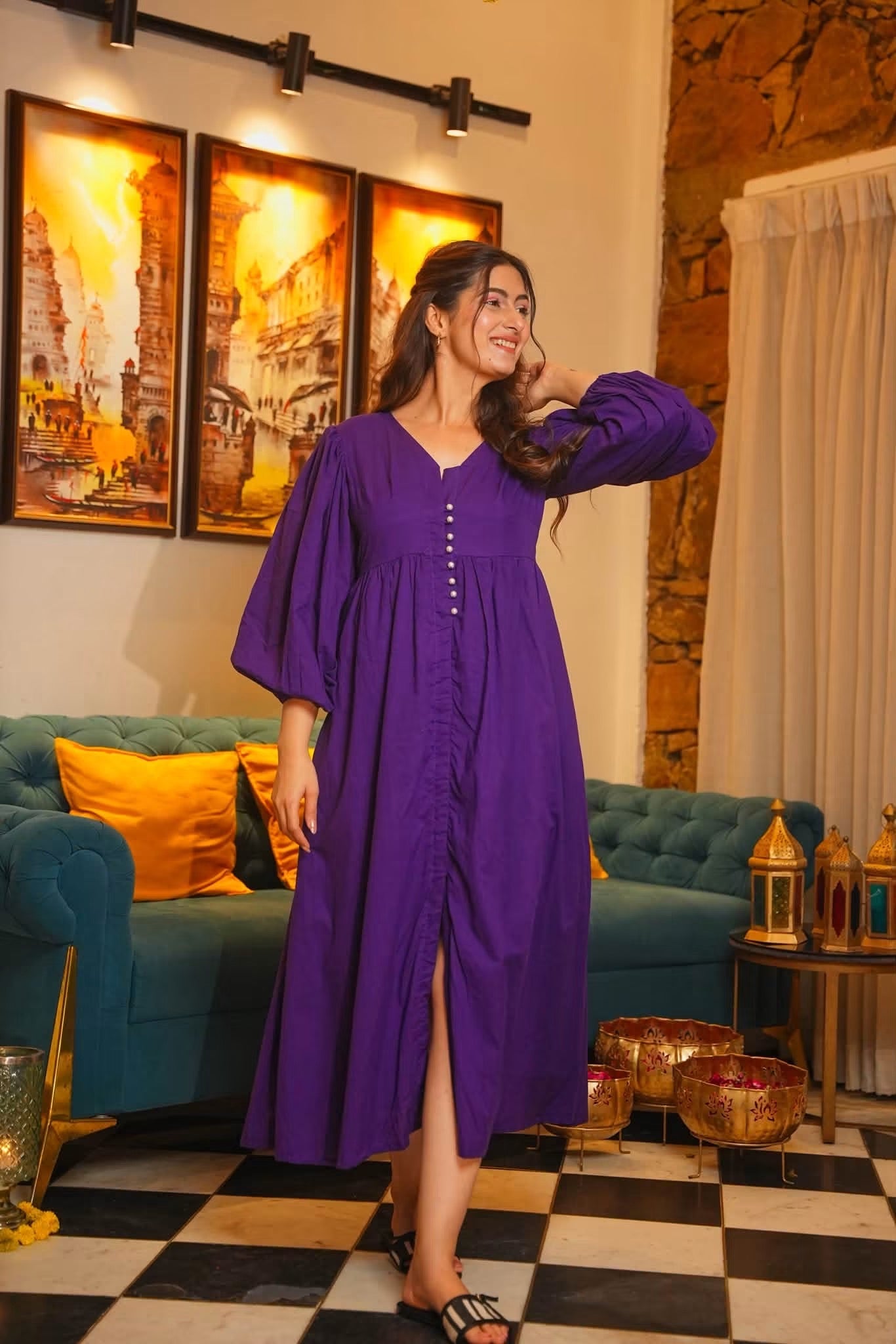 Aurelia Purple Cotton Dress