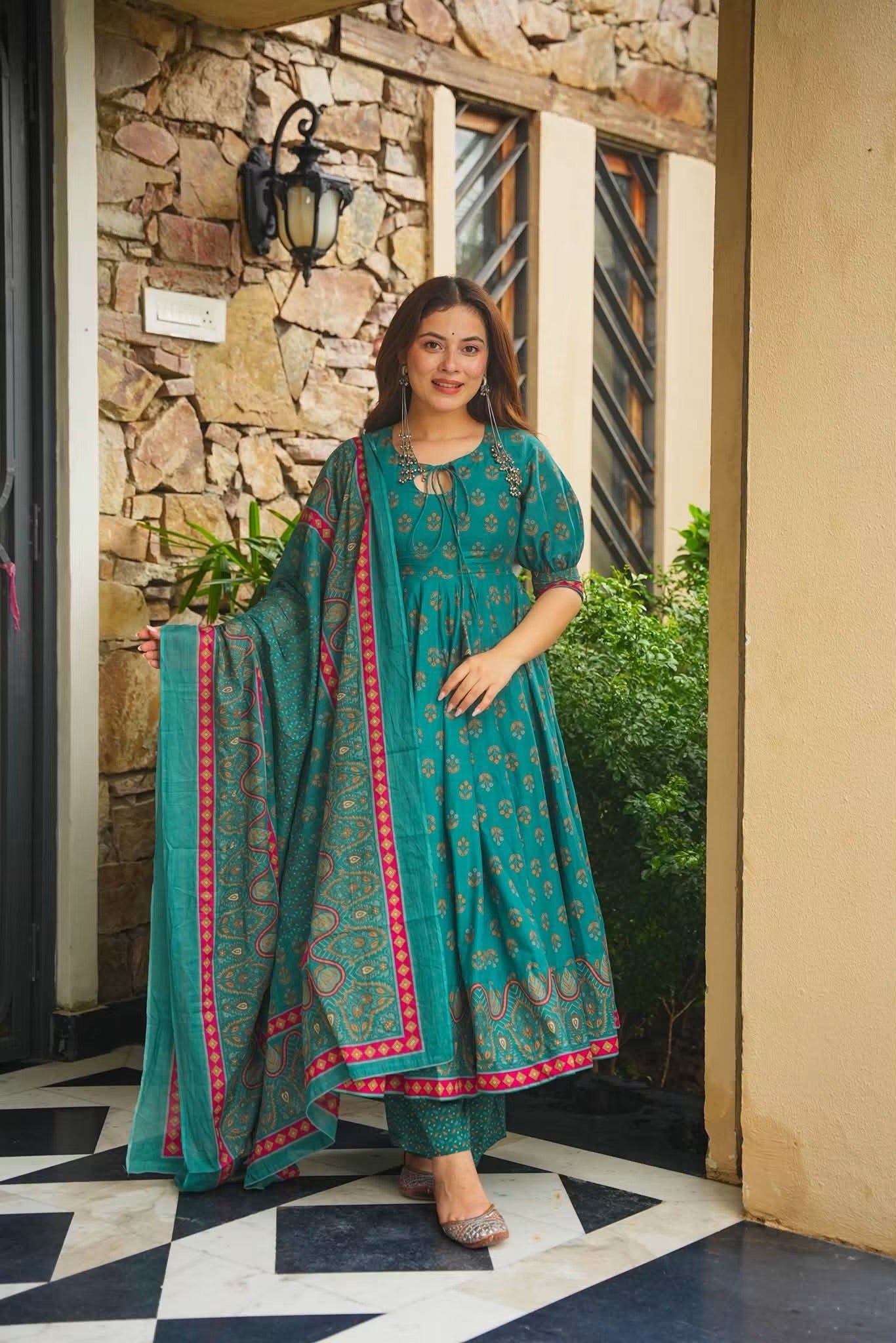 Aaranyika Cotton Anarkali Suit Set