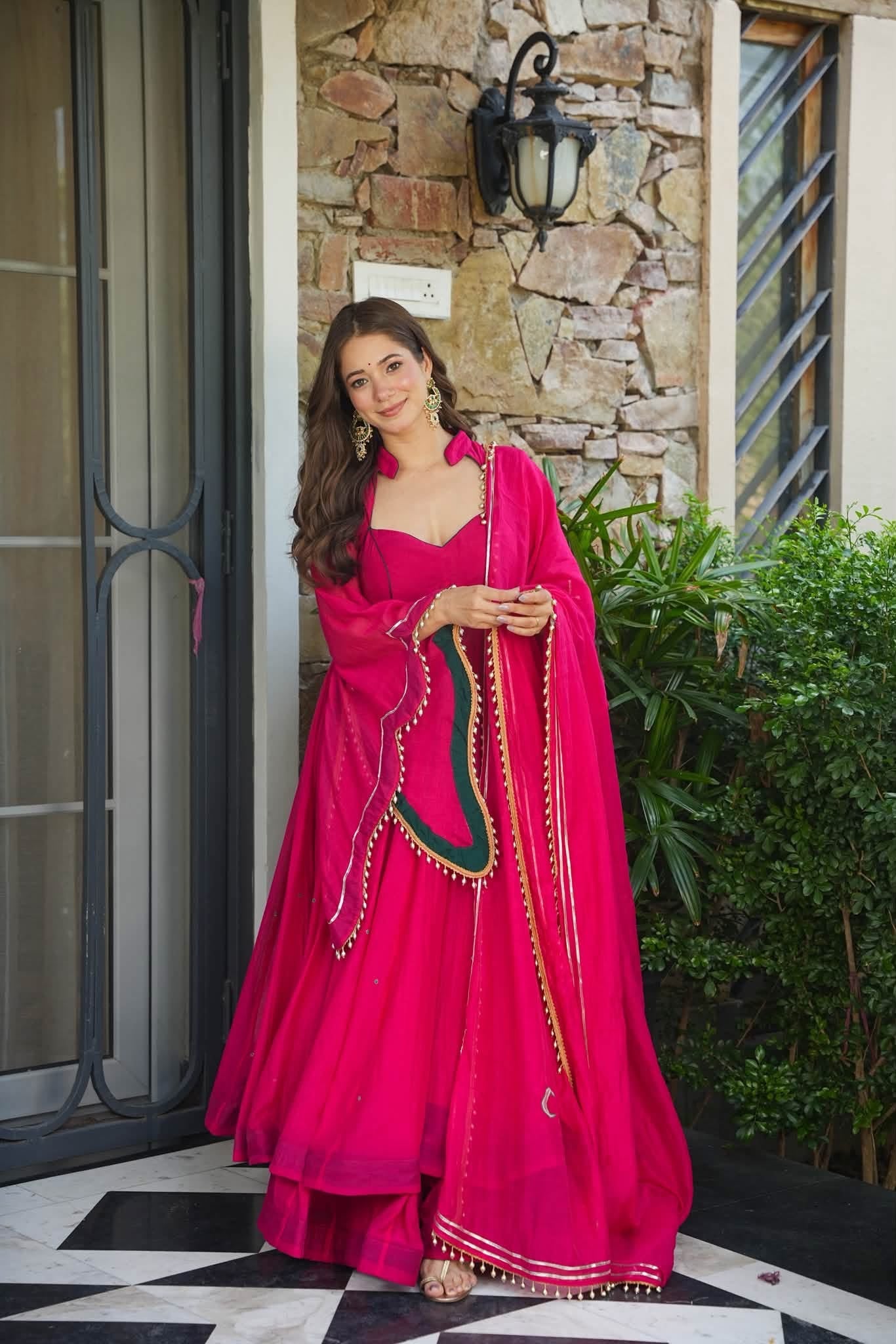 Berrybelle Chanderi Anarkali Suit Set
