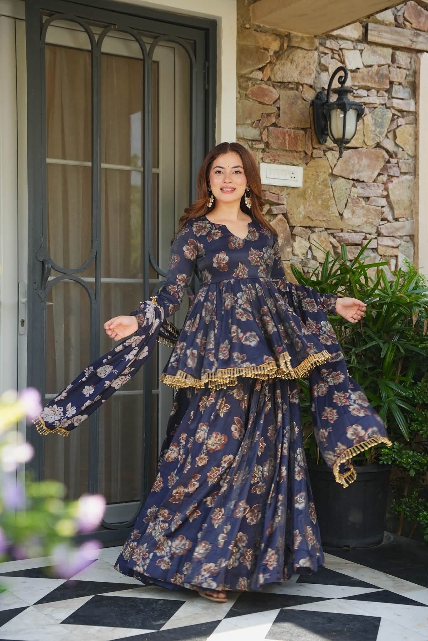 Ovika Flora Sharara Suit Set