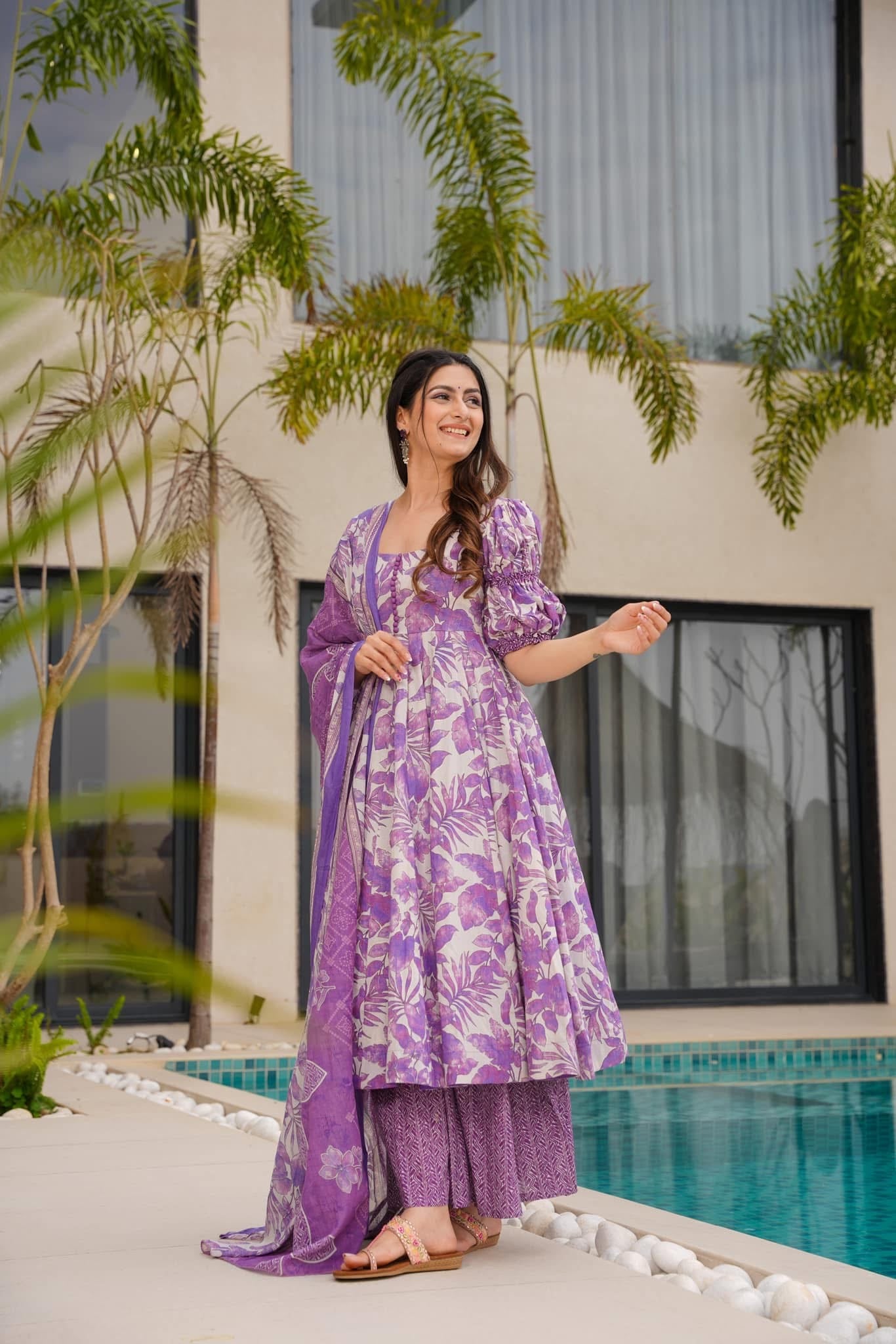 Lilac Whispers Cotton Suit Set