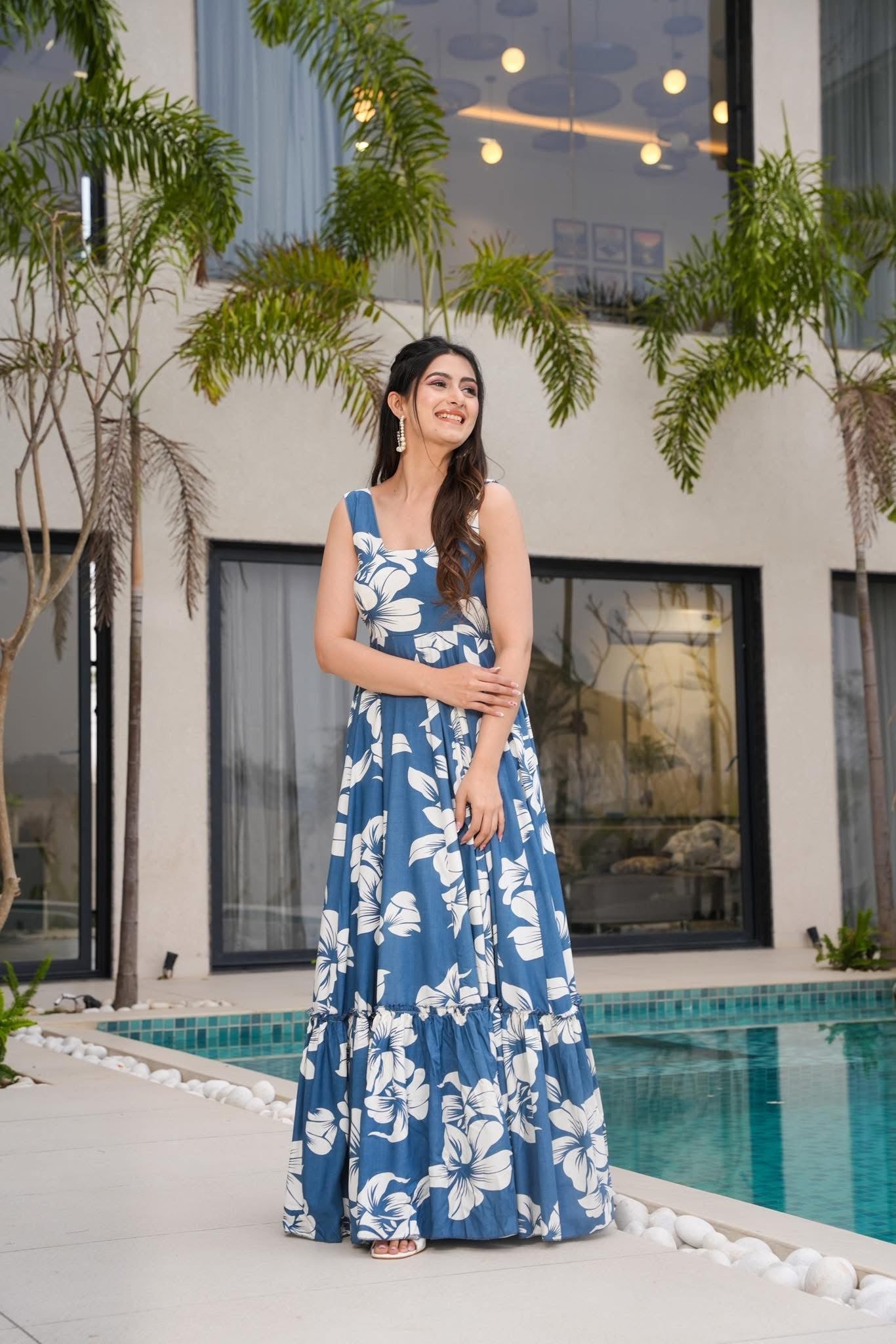 Ocean Drift Grey Maxi Dress